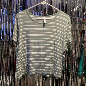 Love Charm Light Green Striped Crop Top Size XL